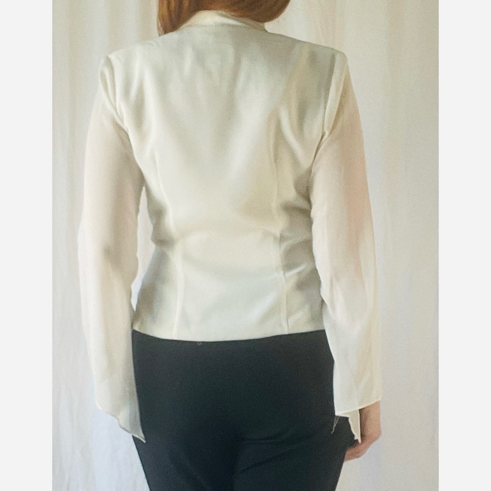 90’s Vintage ‘J.R. Nites Cream White Beaded Embellished Wrap Blouse - Picture 4 of 12